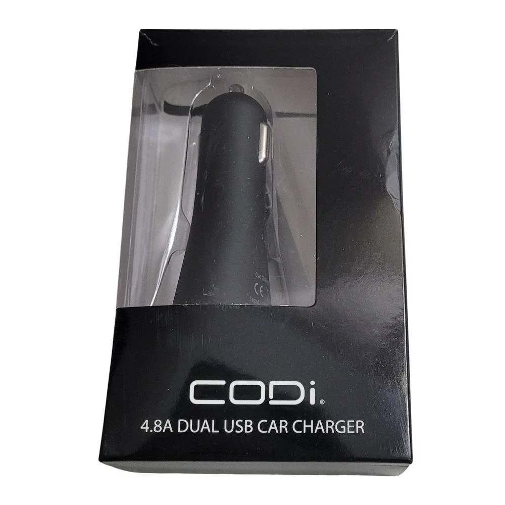 CODi 4.8A Dual USB Car Charger A01043 Matte Black New Fast Charging Adapter